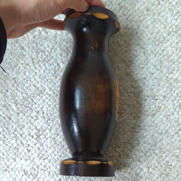 Handcrafted Wooden Vase with Carved Design - Picture 7 of 14